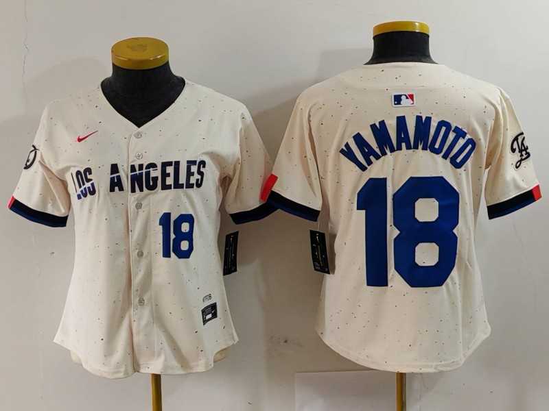 Womens Los Angeles Dodgers #18 Yoshinobu Yamamoto Number Cream 2024 City Connect Limited Stitched Jerseys->mlb womens jerseys->MLB Jersey